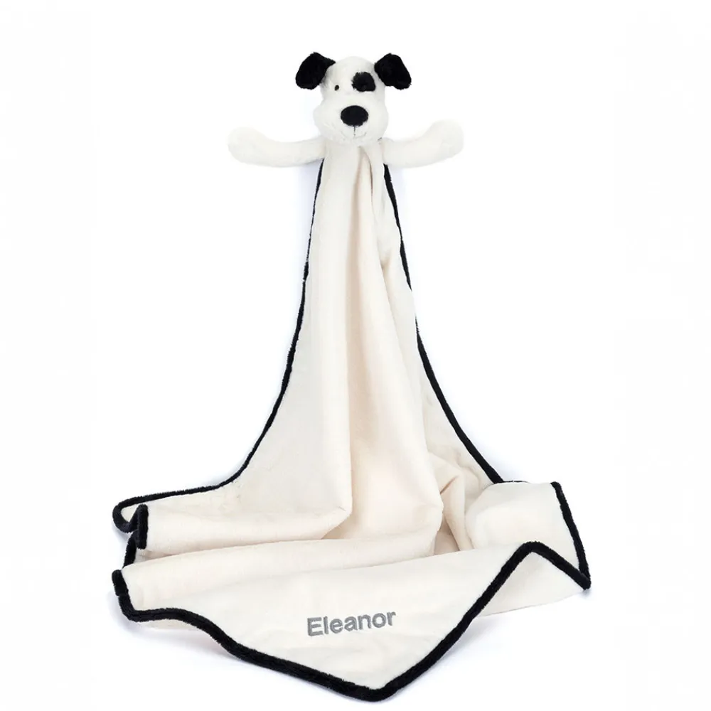 Jellycat Personalised Bashful Black & Cream Puppy Blankie