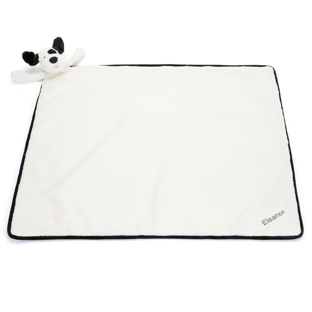 Jellycat Personalised Bashful Black & Cream Puppy Blankie